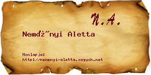 Neményi Aletta névjegykártya